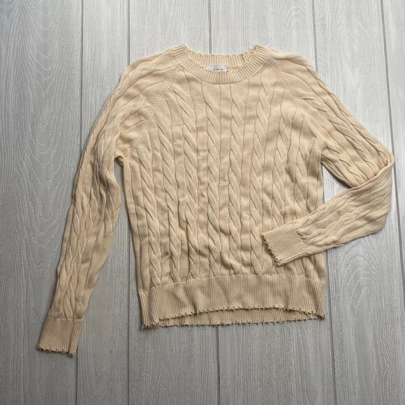 EVEREVE WOMEN'S BEIGE TAN CABLE KNIT PULLOVER SWEATER SIZE MEDIUM - Picture 1 of 8